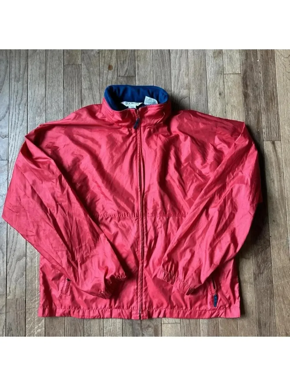 Vintage LL Bean Three Season Jacket Large L Red Blue Warm Up Windbreaker